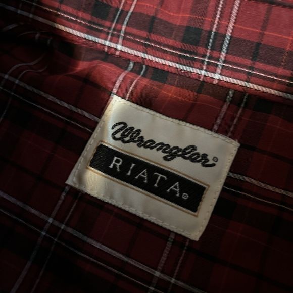 Wrangler Riata Western Shirt Mens XL Red Plaid Button Up down Cowboy christmas - Picture 3 of 7